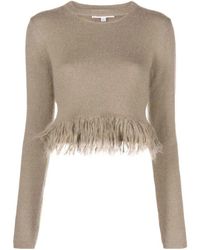 JW Anderson - Fringed-Hem Cropped Knitwear Jumper - Lyst