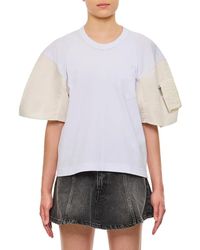 Sacai - Nylon Twill X Cotton Jersey T-Shirt - Lyst