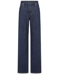 Fendi - Wide-Leg Denim Trousers With Classic Five-Pocket D - Lyst