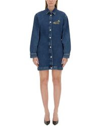 Moschino - Classic Button-Down Denim Dress With Embroidered D - Lyst