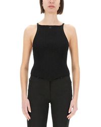 Courreges - Fitted Ribbed Tank Top With High Neckline - Lyst