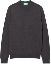 Lacoste - Merino Wool Sweater With Ribbed Finishes - Lyst