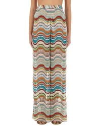 Missoni - Knit Cover-Up Pants With Lamé Wave Pattern - Lyst