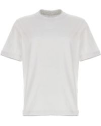 Brunello Cucinelli - Double Layer Cotton T-Shirt With Crewneck Design - Lyst