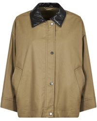 Max Mara - Relaxed Fit Jacket With Contrasting Leather Neckli - Lyst