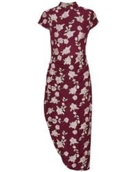 ROTATE BIRGER CHRISTENSEN - Blumige Mesh Asymmetrisches Maxikleid - Lyst
