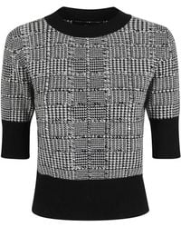 Ermanno Scervino - Textured Knit Sweater With Houndstooth Patter - Lyst