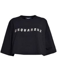 DSquared² - Cotton Oversize Crop T-Shirt - Lyst