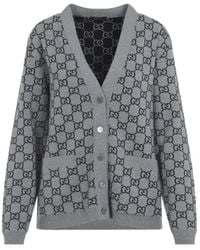 Gucci - Reversible And Gg Jacquard Wool Cardiga - Lyst
