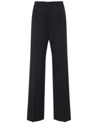 Alberta Ferretti - High-Waisted Straight-Leg Trousers With Pressed Cr - Lyst