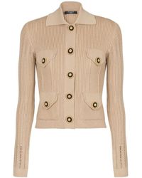 Balmain - Openwork Ribbed Knit Cardigan With Trompe-L'Œil P - Lyst