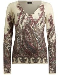 Etro - Paisley Print V-Neck Sweater With Long Sleeves - Lyst