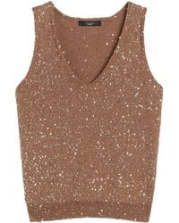 Max Mara - Sleeveless Top With Deep V-Neckline And Sequined T - Lyst