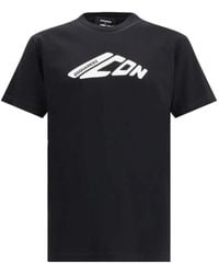 DSquared² - Short Sleeve Cotton T-Shirt With Bold Logo Print - Lyst