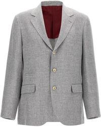 Brunello Cucinelli - Single-Breasted Linen Blend Blazer - Lyst