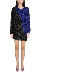 ROTATE BIRGER CHRISTENSEN - Color Block Sequined Mini Dress With Long Sleeves - Lyst