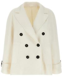 Brunello Cucinelli - Double-Breasted Blazer With Adjustable Straps - Lyst