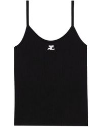 Courreges - Fitted Ribbed Tank Top With Subtle Logo - Lyst