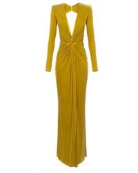 Elisabetta Franchi - Draped Evening Dress With Deep V-Neckline - Lyst