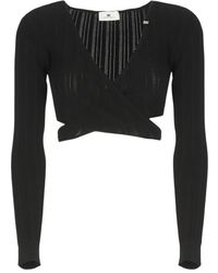 Elisabetta Franchi - Viscose Top With Deep V-Neck - Lyst
