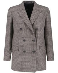 Tagliatore - Double-Breasted Houndstooth Jacket With Tailored S - Lyst