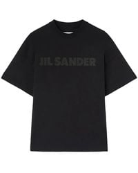 Jil Sander - Round Neck Cotton T-Shirt With Tonal Logo Pr - Lyst