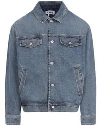 Loewe - Button-Up Jacket With Leather Panel - Lyst