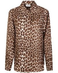 P.A.R.O.S.H. - Leopard Print Silk Shirt With Pointed Collar And O - Lyst