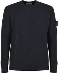 Stone Island - Ribbed Sweater With Logo Patch - Lyst