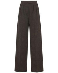 Max Mara - Wide-Leg Trousers With High Waist And Checkered Pa - Lyst