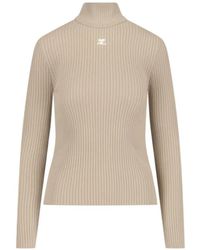 Courreges - Ribbed Turtleneck Top With Embroidered Logo - Lyst