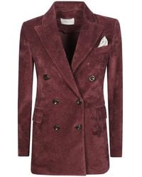 Circolo 1901 - Double-Breasted Corduroy Blazer With Peak Lapels - Lyst