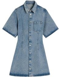 Ami Paris - Flared Denim Dress With Classic Collar - Lyst
