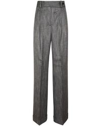 Alberta Ferretti - Tailored Straight-Leg Trousers With Subtle Pinstri - Lyst
