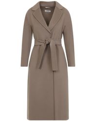 Max Mara - Nude Wool Coat With Tailored Silhouette And Belted - Lyst