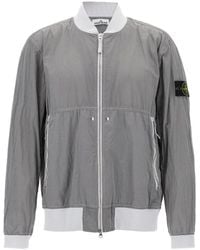 Stone Island - Wrinkled Nylon Bomber Jacket With Side Logo - Lyst