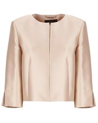 Alberta Ferretti - Ivory Silk Blend Blazer - Lyst
