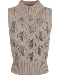 Ermanno Scervino - Sleeveless Knitted Top With Cable Knit Pattern - Lyst