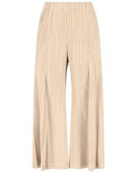 Pleats Please Issey Miyake - Wide-Leg Cropped Trousers - Lyst