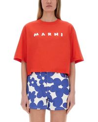 Marni - Boxy Cropped Jersey T-Shirt - Lyst