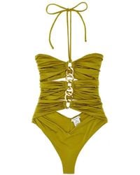 Elisabetta Franchi - Chain-Accented One-Piece Swimsuit With Cut-Out Det - Lyst