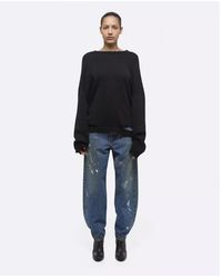 Helmut Lang - Schwarzer Pullover Mit Raw Edges - Lyst