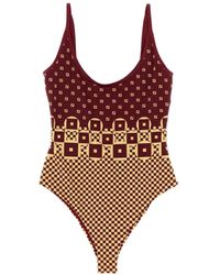 Fendi - Micro Patchwork One-Piece Swimsuit - Lyst