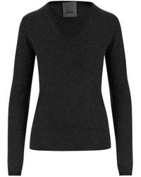 Allude - V-Neck Cashmere Sweater With Ribbed Edges And Stra - Lyst