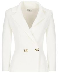 Elisabetta Franchi - Ivory Viscose Blazer - Lyst