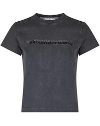 Alexander Wang - Fitted Shrunken Tee With Bold Logo Print - Lyst
