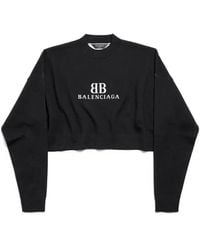Balenciaga - Cropped Sweater With Relaxed Fit And Signature Log - Lyst