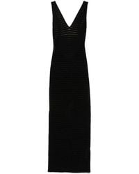 Elisabetta Franchi - Form-Fitting Maxi Dress With Deep V-Neckline - Lyst