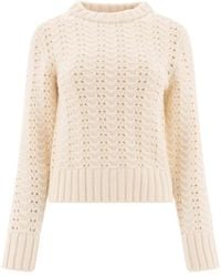 Aspesi - Pointelle Knit Crew Neck Sweater - Lyst