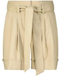 Marc Cain - High-Waist Leinen Shorts Mit Gürtel - Lyst